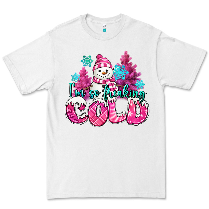 Im So Freaking Cold Pink Christmas Snowman Premium Tee by MaliasSmallBusiness | Teevron