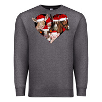 Charcoal Heather farm animals christmas Premium Sweatshirt - CowhideDigitalArt