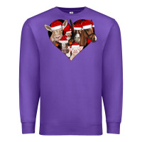 Purple farm animals christmas Premium Sweatshirt - CowhideDigitalArt