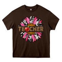Chocolate Brown western teacher sunflower Heavy Core Tee - NancyCooperArtShop