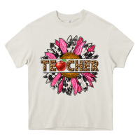 Cream western teacher sunflower Heavy Core Tee - NancyCooperArtShop