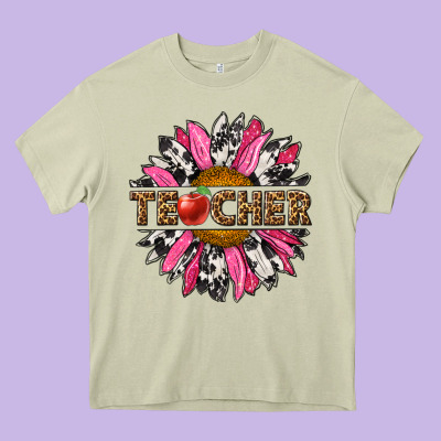 Western Teacher Sunflower Heavy Core Tee Designed By Nancycooperartshop