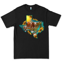 Black western texas map with longhorn bull Premium Tee - RanaPortraitStore