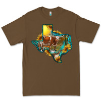 Cacao western texas map with longhorn bull Premium Tee - RanaPortraitStore