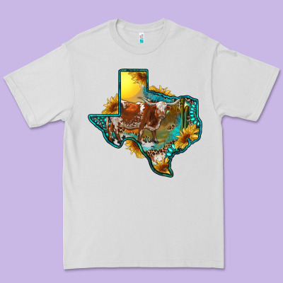 Western Texas Map With Longhorn Bull Premium Tee Designed By Ranaportraitstore