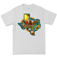 Dove Grey western texas map with longhorn bull Premium Tee - RanaPortraitStore