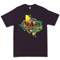 Plum western texas map with longhorn bull Premium Tee - RanaPortraitStore