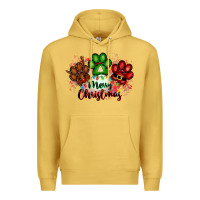 Antique Gold merry christmas paws Premium Hoodie - FaDigitalArtStudio