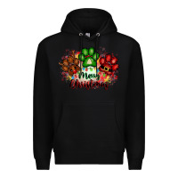 Black merry christmas paws Premium Hoodie - FaDigitalArtStudio