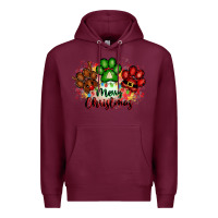 Burgundy merry christmas paws Premium Hoodie - FaDigitalArtStudio