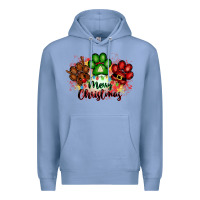 Colony Blue merry christmas paws Premium Hoodie - FaDigitalArtStudio