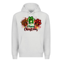 Dove Grey merry christmas paws Premium Hoodie - FaDigitalArtStudio