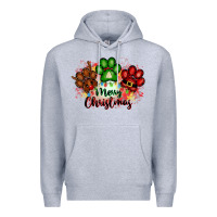 Heather Grey merry christmas paws Premium Hoodie - FaDigitalArtStudio