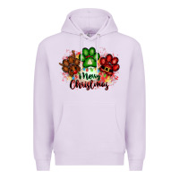 Lilac merry christmas paws Premium Hoodie - FaDigitalArtStudio