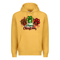 Mustard merry christmas paws Premium Hoodie - FaDigitalArtStudio