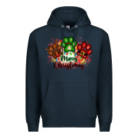 Navy merry christmas paws Premium Hoodie - FaDigitalArtStudio