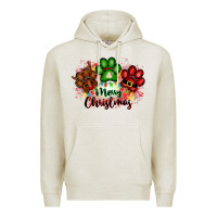 Oatmeal Heather merry christmas paws Premium Hoodie - FaDigitalArtStudio
