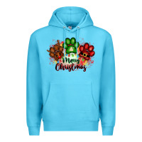 Ocean Blue merry christmas paws Premium Hoodie - FaDigitalArtStudio