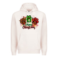 Pale Pink merry christmas paws Premium Hoodie - FaDigitalArtStudio