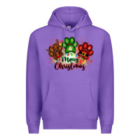 Purple merry christmas paws Premium Hoodie - FaDigitalArtStudio