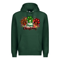 Sports Green merry christmas paws Premium Hoodie - FaDigitalArtStudio