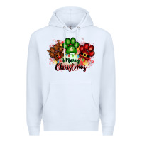 White merry christmas paws Premium Hoodie - FaDigitalArtStudio