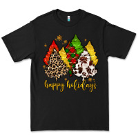 Black happy holidays with christmas tree Premium Tee - MaliasSmallBusiness