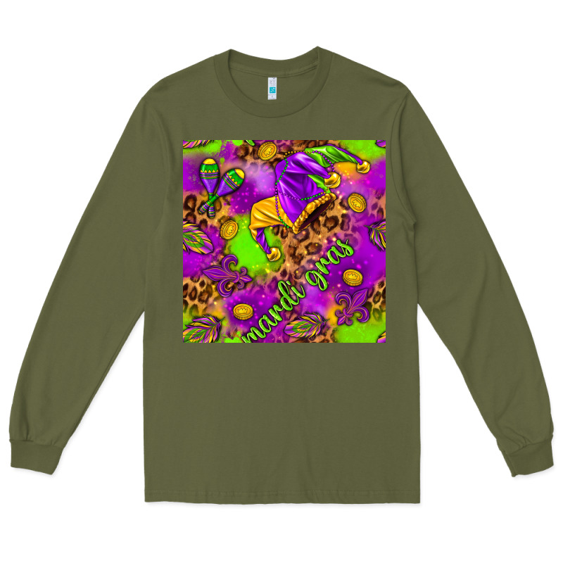 Mardi Gras And Jester Hat Seamless Pattern Long Sleeve Tee by HowdyJamesFarm | Teevron