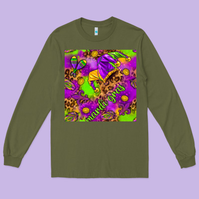 Mardi Gras And Jester Hat Seamless Pattern Long Sleeve Tee Designed By Howdyjamesfarm