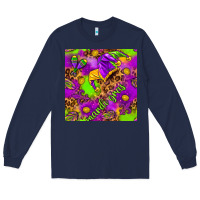 Navy Mardi Gras and jester hat seamless pattern Long Sleeve Tee - HowdyJamesFarm