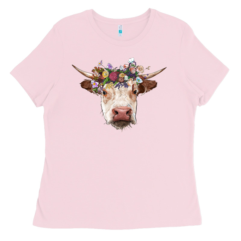 Hereford Cow With Floral Headband Ladies Tee by RanaPortraitStore | Teevron