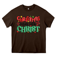 Chocolate Brown christmas begins with christ Heavy Core Tee - MaliasSmallBusiness