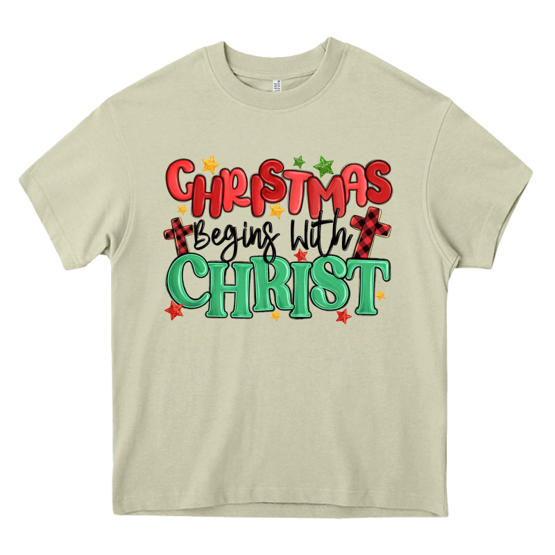 Christmas Begins With Christ Heavy Core Tee by MaliasSmallBusiness | Teevron
