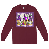 Burgundy Mardi Gras carnival with gnomies tumbler Long Sleeve Tee - HowdyJamesFarm