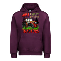 Mauve Wine just a boy who loves tractors red tractor Urban Hoodie - BarkalooDesign