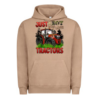 Just A Boy Who Loves Tractors Red Tractor Urban Hoodie | Teevron