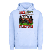 Pigment Grape Ice just a boy who loves tractors red tractor Urban Hoodie - BarkalooDesign