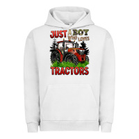 Pigment Lunar Rock just a boy who loves tractors red tractor Urban Hoodie - BarkalooDesign