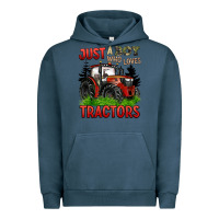 Pigment Midnight Navy just a boy who loves tractors red tractor Urban Hoodie - BarkalooDesign
