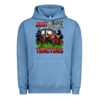 Pigment Pebble Blue just a boy who loves tractors red tractor Urban Hoodie - BarkalooDesign