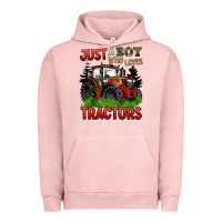 Pigment Salmon just a boy who loves tractors red tractor Urban Hoodie - BarkalooDesign