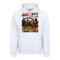 White just a boy who loves tractors red tractor Urban Hoodie - BarkalooDesign