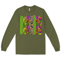 Army Green Mardi Gras brushstroke Long Sleeve Tee - HowdyJamesFarm