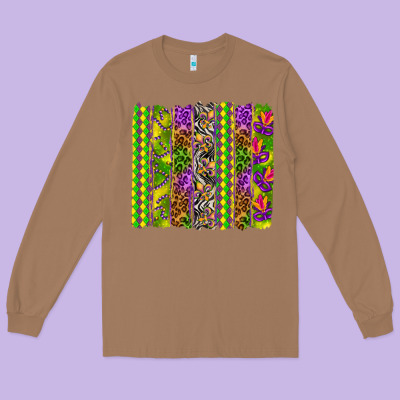 Mardi Gras Brushstroke Long Sleeve Tee Designed By Howdyjamesfarm