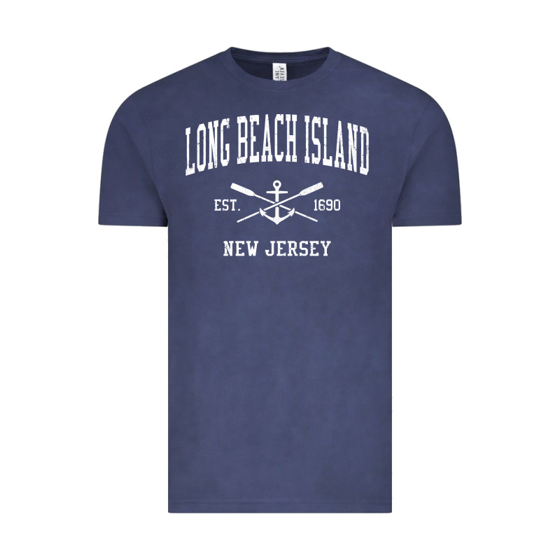 Long Beach Island Nj Vintage Crossed Oars & Boat Anchor Spor Vintage Tee by longCreatives | Teevron