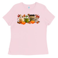 Bubblegum Pink pumpkin spice Ladies Tee - MaliasSmallBusiness