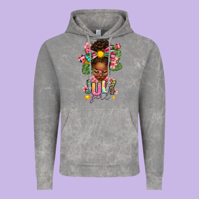 July Girl Afro Woman Summer Vintage Hoodie Designed By Texasbilliewilder