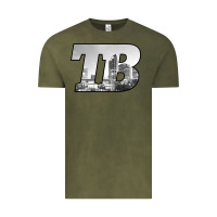 Vintage Olive TB Tampa Bay City Skyline of Tampa Bay, Florida Vintage Tee - longCreatives