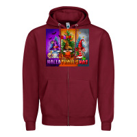 Burgundy happy hallothanksmas Zipper Hoodie - FaDigitalArtStudio