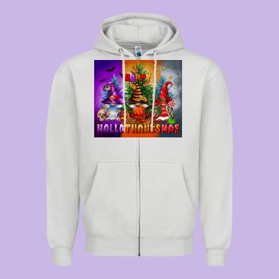 Happy Hallothanksmas Zipper Hoodie Designed By Fadigitalartstudio